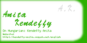 anita kendeffy business card